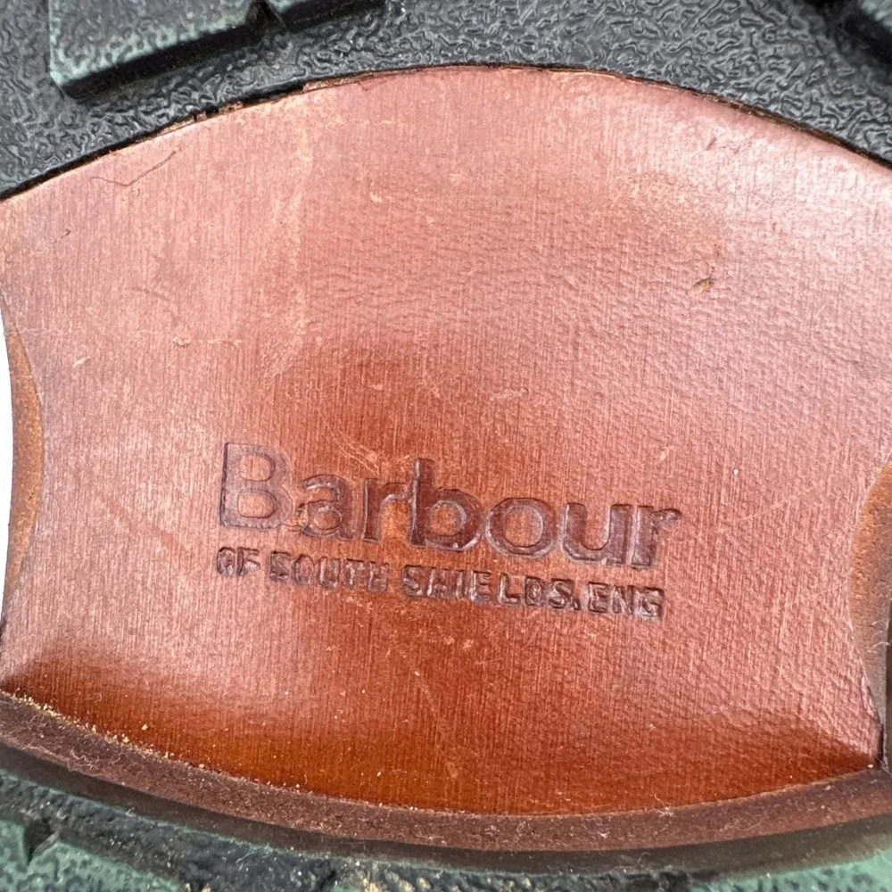 Barbour Mens Size 10‎ Chucka Boots Leather Canvas Tartan Brown Green Lace Up